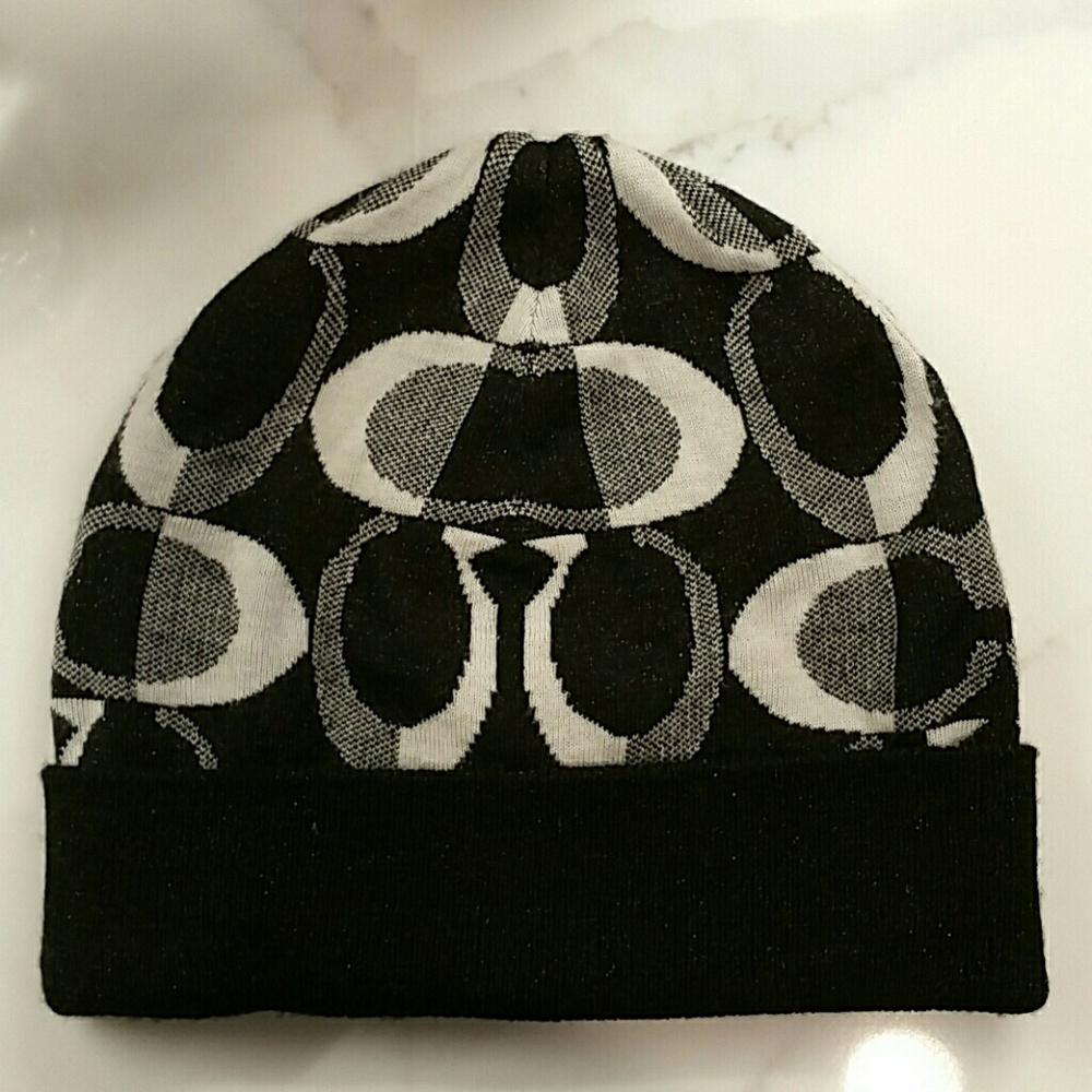 Coach Signature Fine Knit Beanie Hat